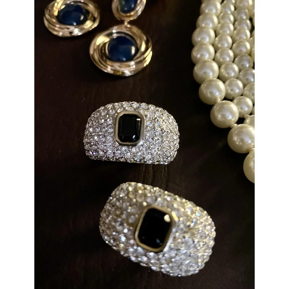 VTG - Modern Jewelry Bracelet Necklace Brooch Earring Rhinestone Faux Pearl Lot